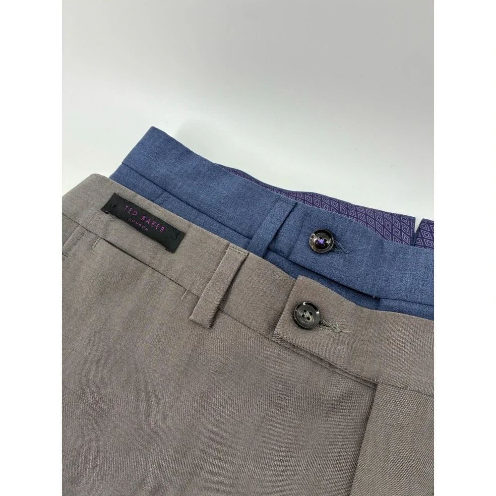 Ted Baker‎ London Jefferson Dress Pants Mens 33R Blue Taupe Wool Blend Lot of 2